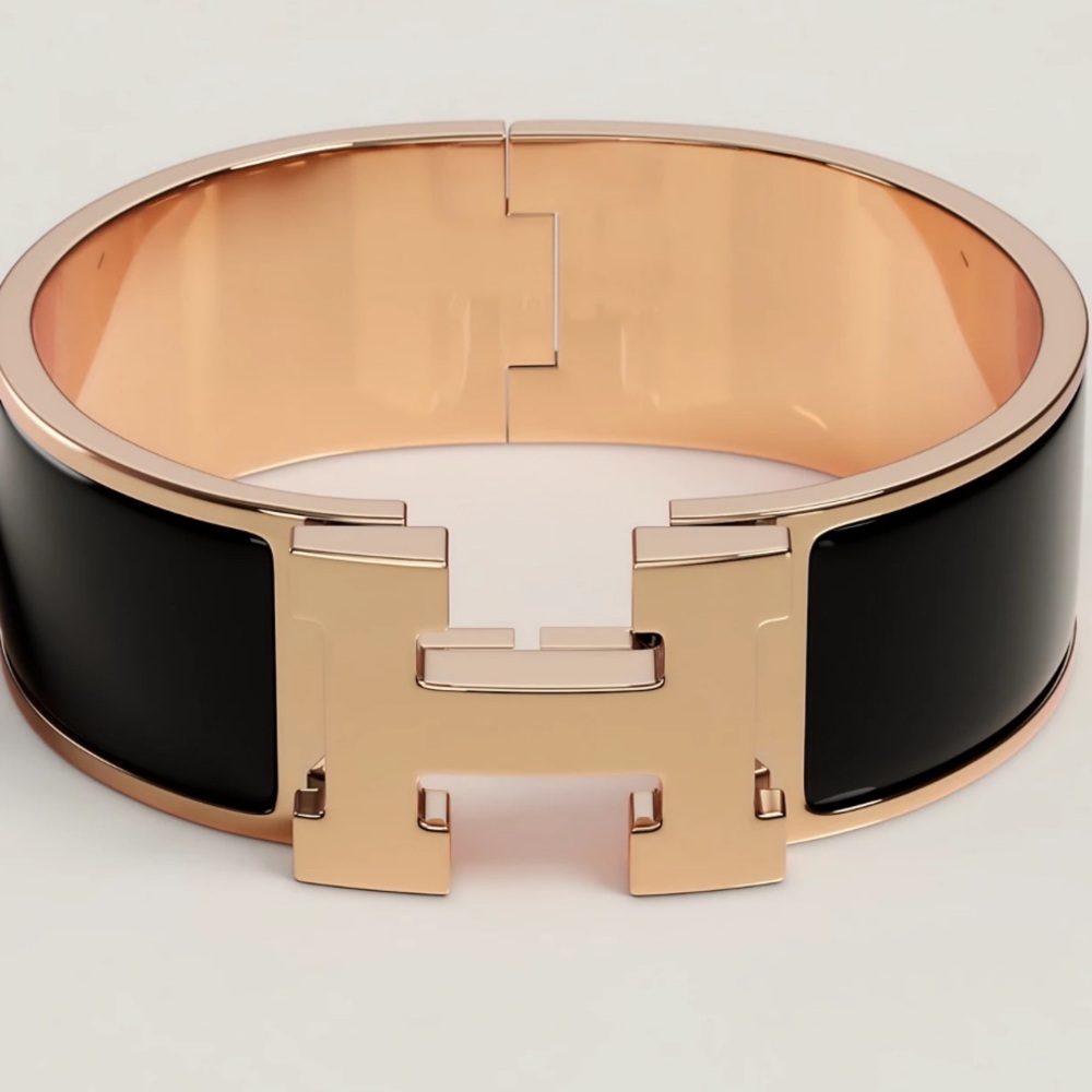 Clic Clac H Bracelet Black and Gold